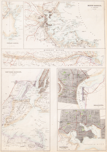 Northern Ports & Harbours in the United States
(Portland, Boston, Hudson River, New York, Philadelphia, Baltimore) (1860)
